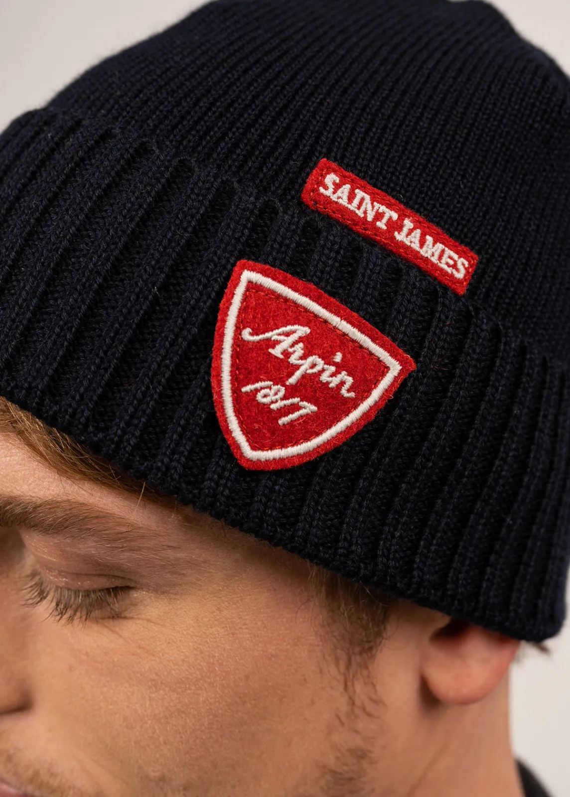 SAINT JAMES Bonnets & Chapeaux*Bonnet à revers en laine Becquet Arpin Navy