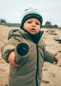 SAINT JAMES Bonnets & Chapeaux*Bonnet enfant rayé Ecume/navy/navy