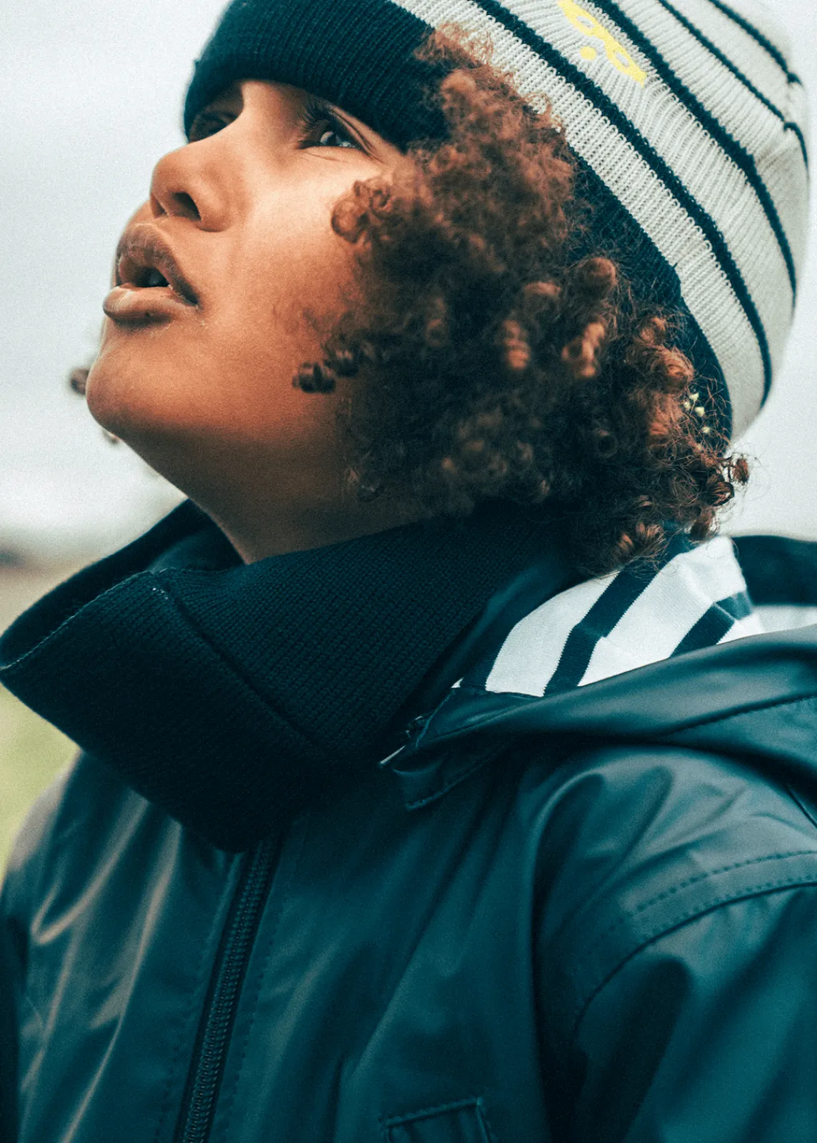 SAINT JAMES Bonnets & Chapeaux*Bonnet enfant rayé Ecume/navy/navy