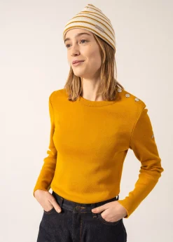 SAINT JAMES Bonnets & Chapeaux*Bonnet marin rayé Cartier Ecume/ambre