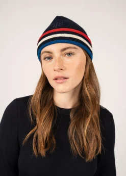 SAINT JAMES Bonnets & Chapeaux*Bonnet tricolore en laine Marine