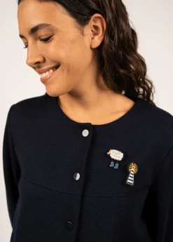 SAINT JAMES Broches*Broche brodée Phare Blanc/bleu