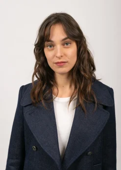 SAINT JAMES Cabans & Manteaux*Caban Héritage femme en laine Mérinos Indigo/chanvre