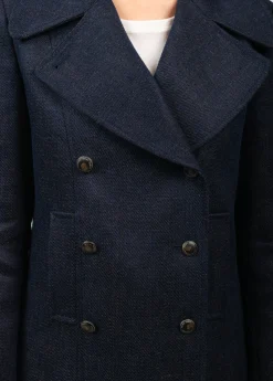 SAINT JAMES Cabans & Manteaux*Caban Héritage femme en laine Mérinos Indigo/chanvre