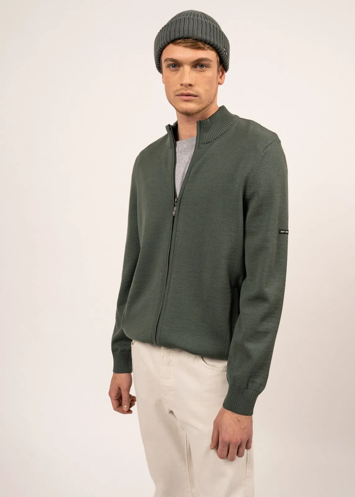 SAINT JAMES Pulls & Gilets*Cardigan zippé Colorado Vegetal/navy