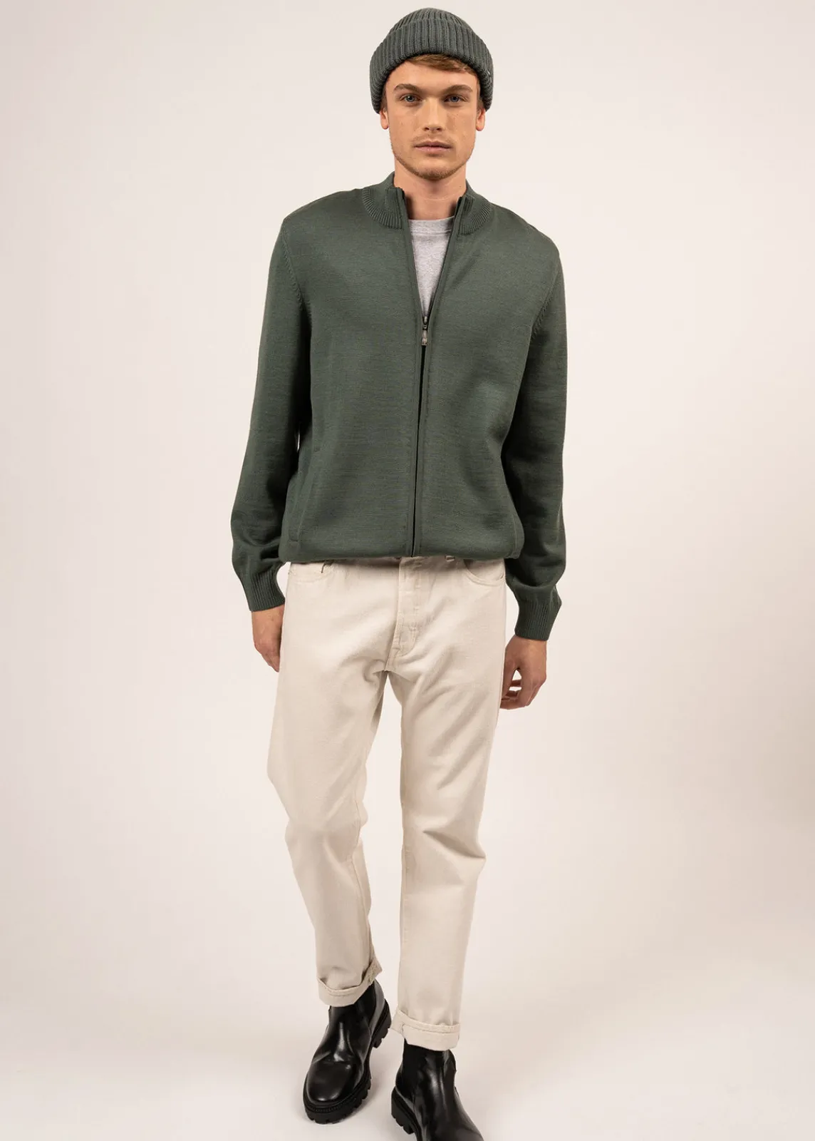 SAINT JAMES Pulls & Gilets*Cardigan zippé Colorado Vegetal/navy