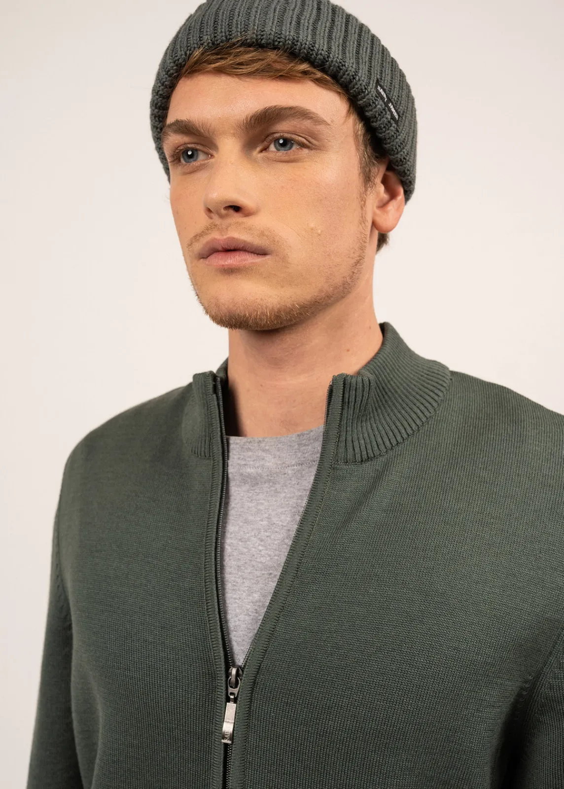 SAINT JAMES Pulls & Gilets*Cardigan zippé Colorado Vegetal/navy