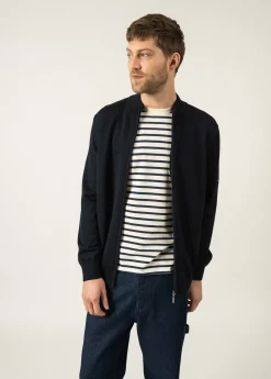 SAINT JAMES Pulls & Gilets*Cardigan zippé Colorado Navy/gris