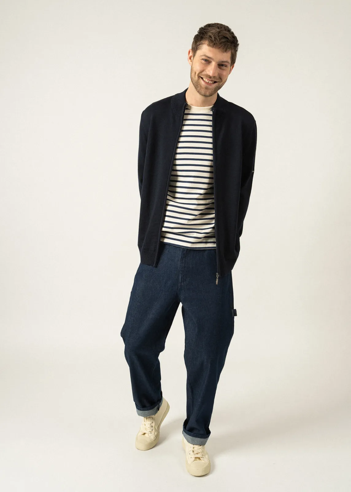 SAINT JAMES Pulls & Gilets*Cardigan zippé Colorado Navy/gris