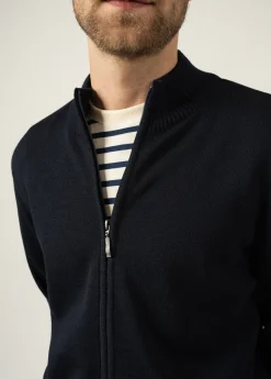 SAINT JAMES Pulls & Gilets*Cardigan zippé Colorado Navy/gris
