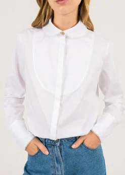 SAINT JAMES Chemises & Blouses*Chemisier à col claudine Plume Blanc