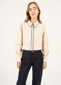 SAINT JAMES Chemises & Blouses*Chemisier à manches bouffantes Automne Beige/marine