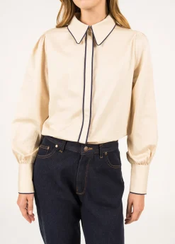 SAINT JAMES Chemises & Blouses*Chemisier à manches bouffantes Automne Beige/marine