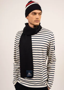 SAINT JAMES Echarpes & Foulards*Echarpe à rayures placées en laine Borrelli Navy/tulipe/ecume