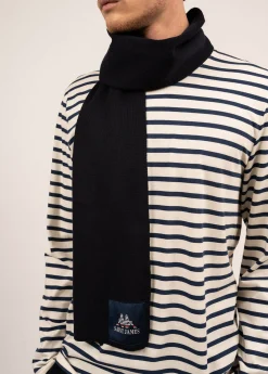 SAINT JAMES Echarpes & Foulards*Echarpe à rayures placées en laine Borrelli Navy/tulipe/ecume