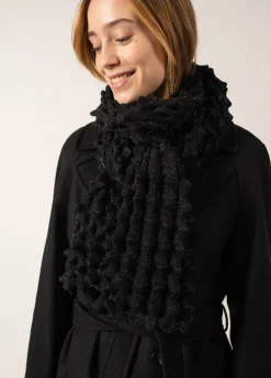 SAINT JAMES Echarpes & Foulards*Echarpe effet "nid d'abeille" Alvéole lurex Navy/champagne