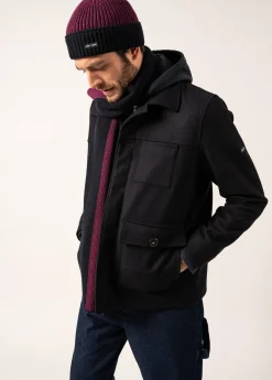 SAINT JAMES Echarpes & Foulards*Echarpe en laine bicolore Canoe Prune/navy