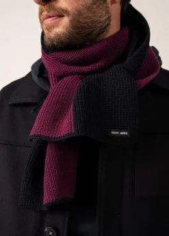 SAINT JAMES Echarpes & Foulards*Echarpe en laine bicolore Canoe Prune/navy