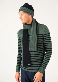 SAINT JAMES Echarpes & Foulards*Echarpe en laine bicolore Canoe Navy/vegetal