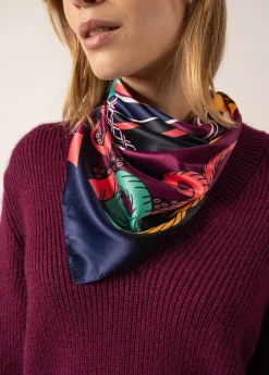 SAINT JAMES Echarpes & Foulards*Foulard carré Navy/trefle