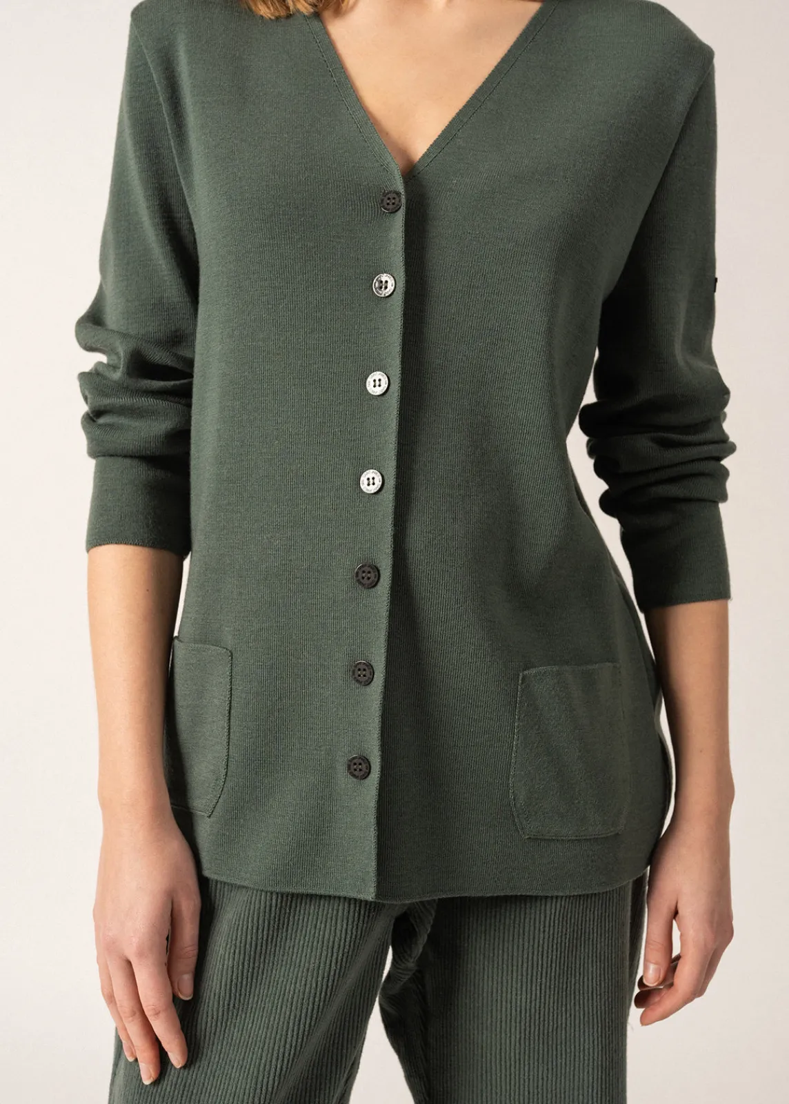 SAINT JAMES Pulls & Gilets*Gilet col V Blainville boutonné Vegetal