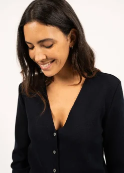 SAINT JAMES Pulls & Gilets*Gilet col V Blainville boutonné Navy