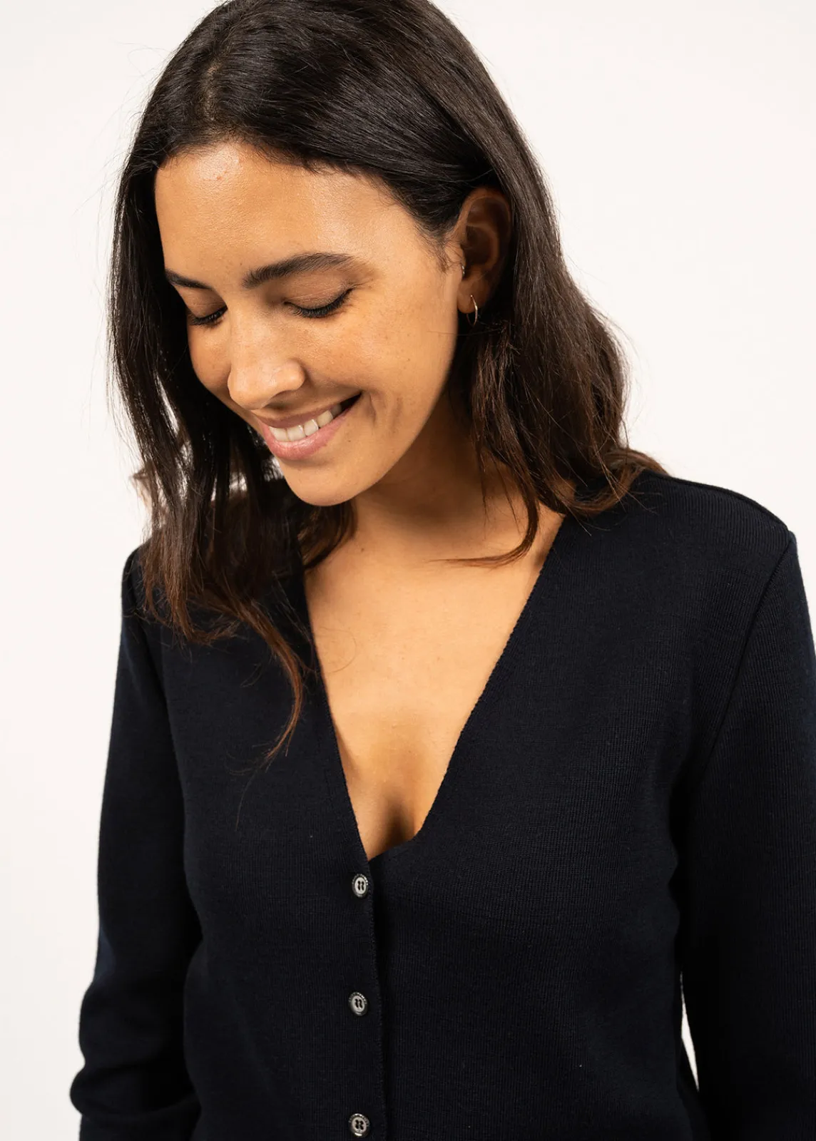 SAINT JAMES Pulls & Gilets*Gilet col V Blainville boutonné Navy