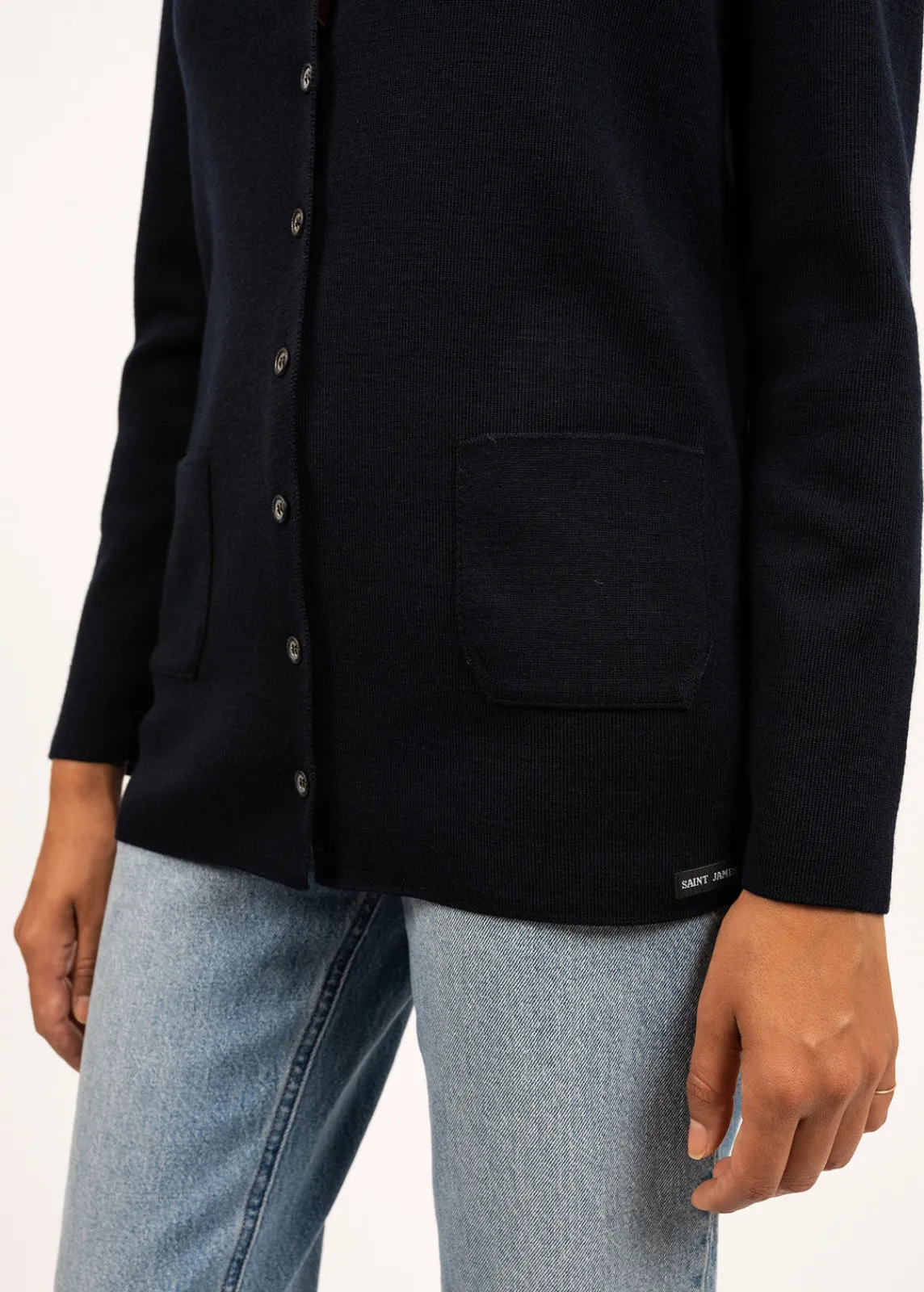 SAINT JAMES Pulls & Gilets*Gilet col V Blainville boutonné Navy