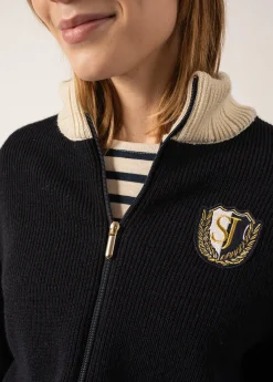 SAINT JAMES Pulls & Gilets*Gilet esprit sport Campus Navy/ecru