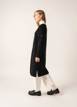 SAINT JAMES Vestes*Gilet long en laine Cirrus Noir/ecume