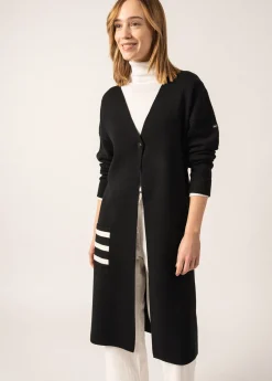 SAINT JAMES Vestes*Gilet long en laine Cirrus Noir/ecume