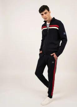 SAINT JAMES Pulls & Gilets*Gilet zippé en laine Conquérants Navy/ecume/tulipe