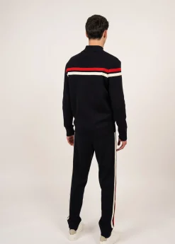 SAINT JAMES Pulls & Gilets*Gilet zippé en laine Conquérants Navy/ecume/tulipe