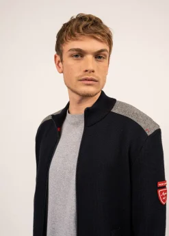 SAINT JAMES Pulls & Gilets*Gilet zippé en laine et drap de laine Serac Arpin Navy