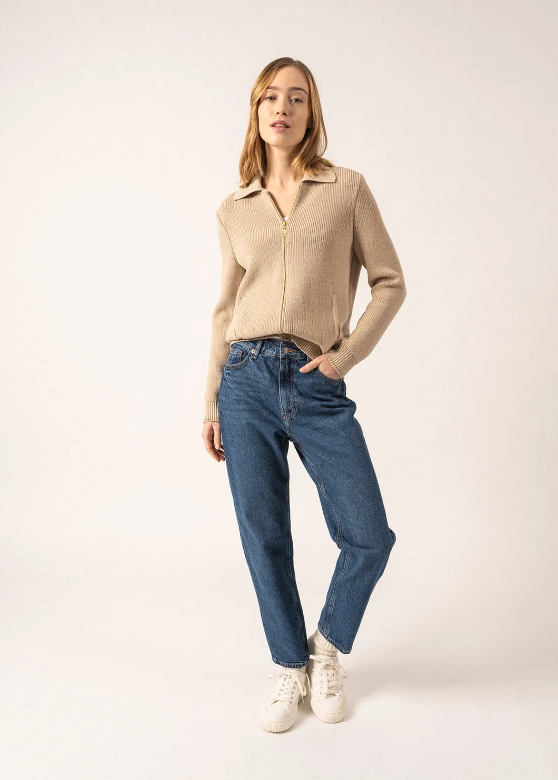 SAINT JAMES Pulls & Gilets*Gilet zippé Moutiers Beige