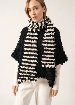 SAINT JAMES Echarpes & Foulards*Longue écharpe effet "nid d'abeille" Alvéole Ecume/navy