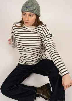 SAINT JAMES Marinières*Marinière à col montant Seine Ecume/vegetal