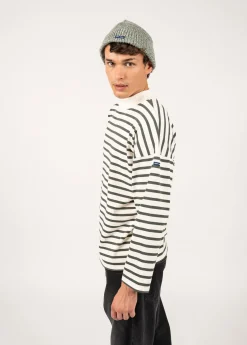 SAINT JAMES Marinières*Marinière à col montant Seine Ecume/vegetal