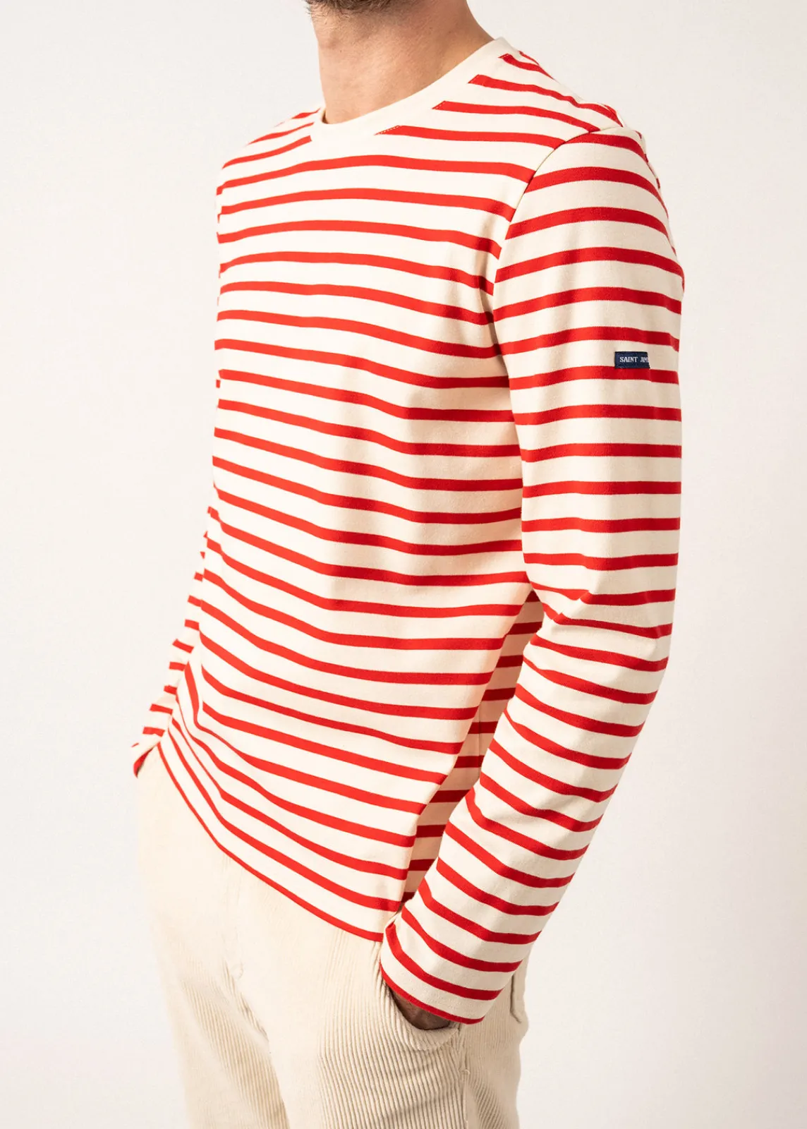 SAINT JAMES Marinières*Marinière col rond Valognes Ecru/tulipe