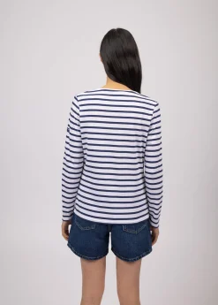 SAINT JAMES Marinières*Marinière col V Hoedic Neige/marine