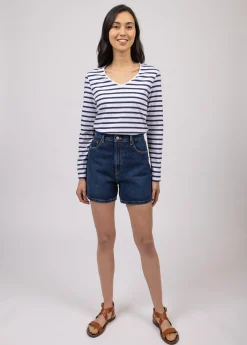 SAINT JAMES Marinières*Marinière col V Hoedic Neige/marine