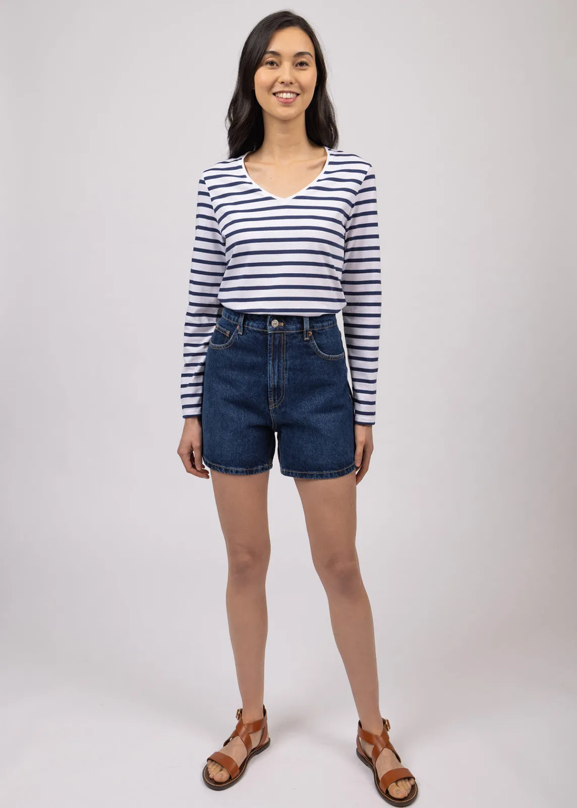 SAINT JAMES Marinières*Marinière col V Hoedic Neige/marine