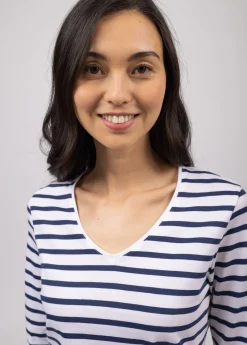 SAINT JAMES Marinières*Marinière col V Hoedic Neige/marine