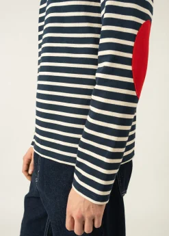 SAINT JAMES Marinières*Marinière iconique à coudières unies Marine/ecru/tulipe