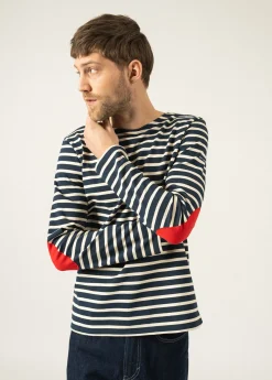 SAINT JAMES Marinières*Marinière iconique à coudières unies Marine/ecru/tulipe