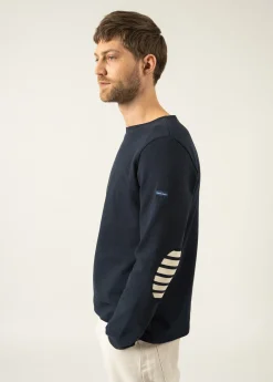 SAINT JAMES Marinières*Marinière iconique unie à coudières rayées Navy/ecru/navy