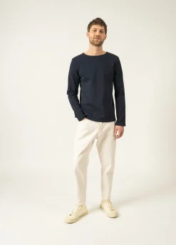 SAINT JAMES Marinières*Marinière iconique unie à coudières rayées Navy/ecru/navy