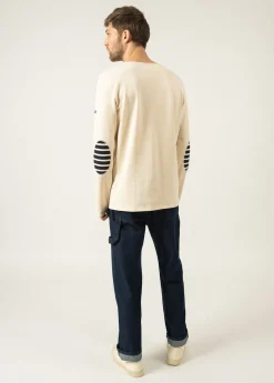 SAINT JAMES Marinières*Marinière iconique unie à coudières rayées Ecru/navy/ecru