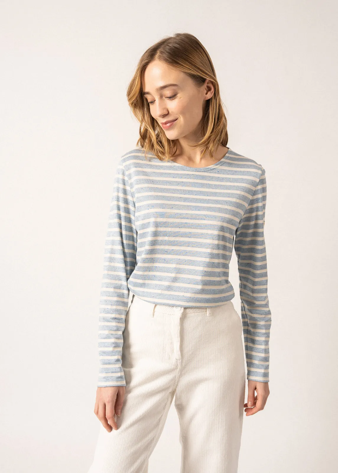 SAINT JAMES Marinières*Marinière Minquidame à paillettes Ciel/ecru