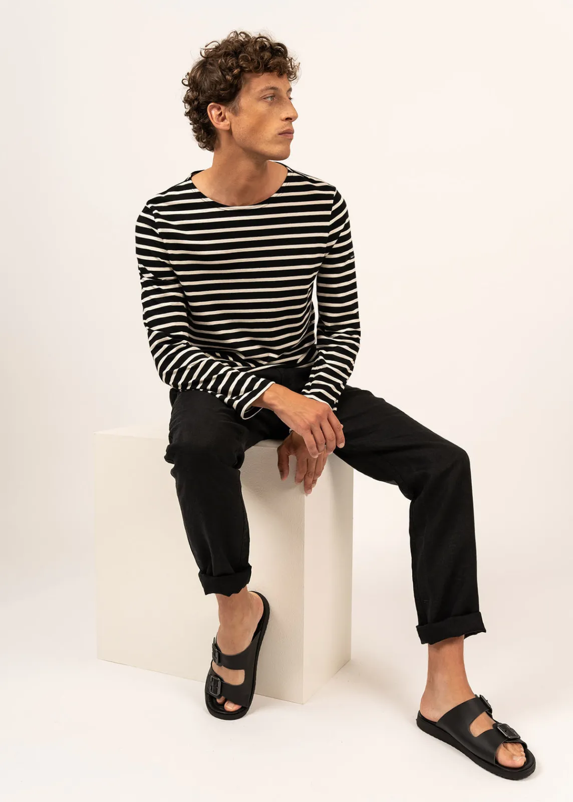 SAINT JAMES Marinières*Marinière mixte Minquiers Noir/ecru